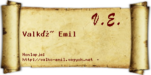 Valkó Emil névjegykártya